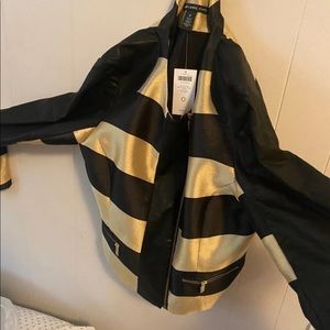 gold and black jacket